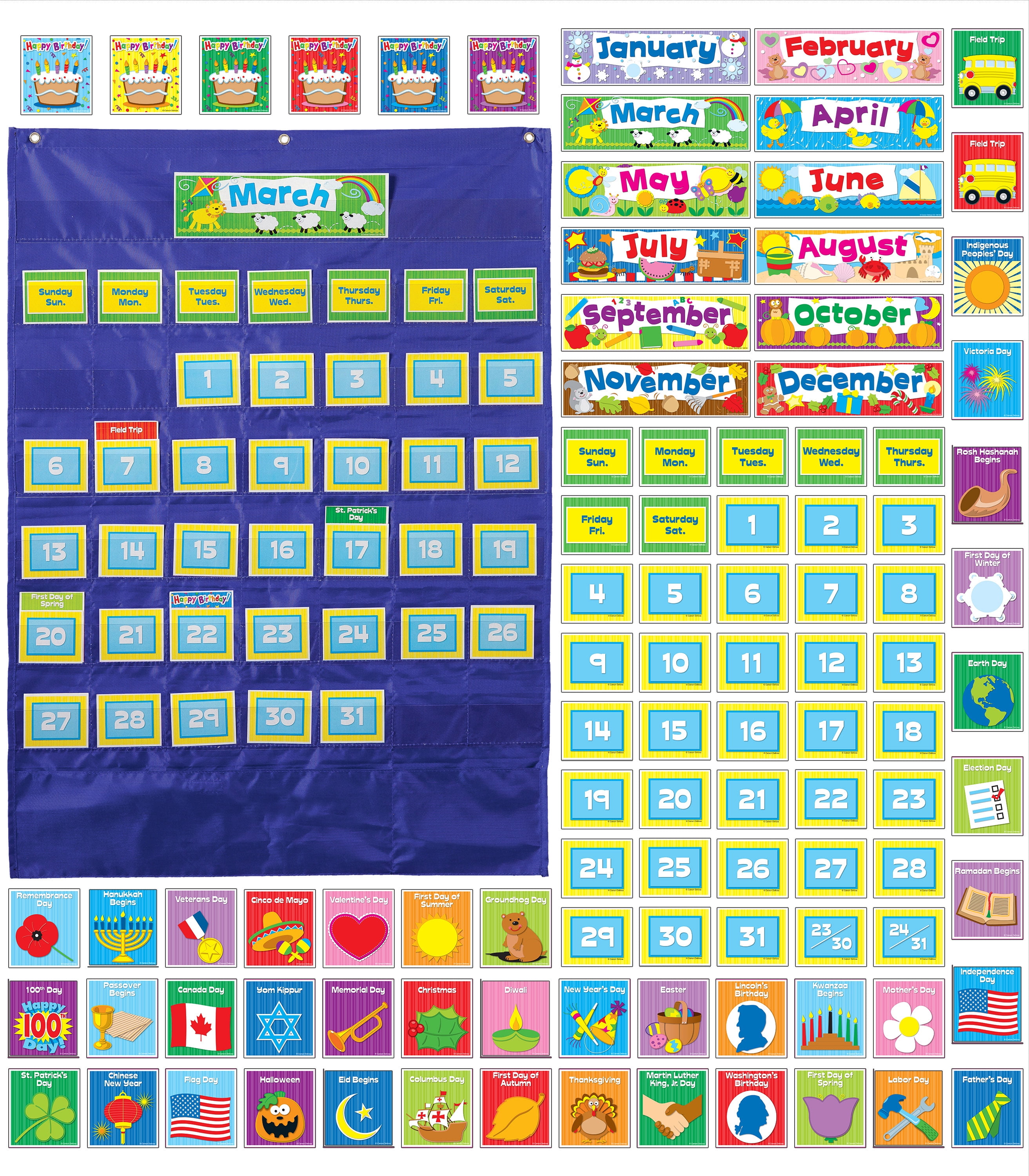 Carson Dellosa Deluxe Calendar Pocket Chart (101 items; 1