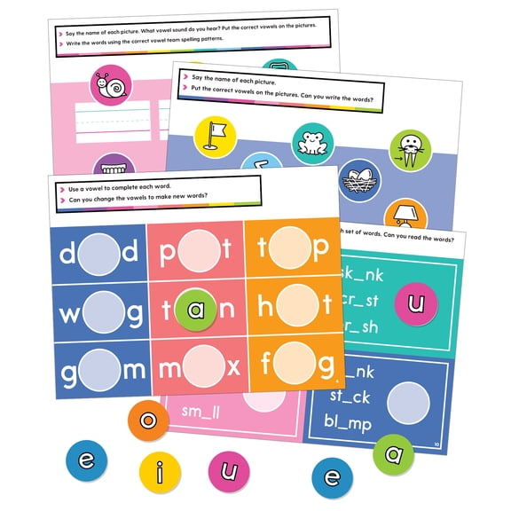 Carson Dellosa Edu-Clings Silicone Center: Vowels Language Arts Manipulative (20 pieces) Grade K-2