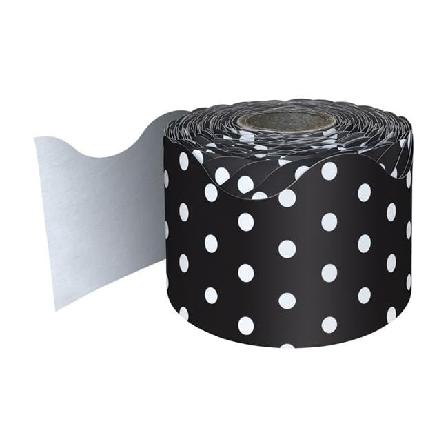 Carson Dellosa Education Black with White Polka Dots Rolled Scalloped ...