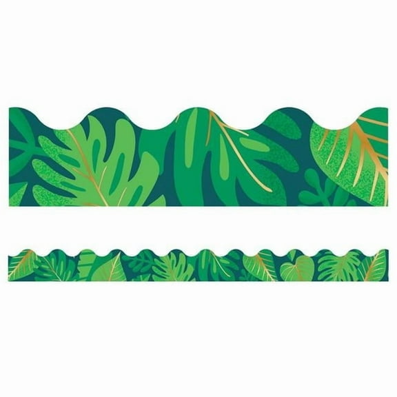 Carson Dellosa CD-108404-6 Tropical Leaves Scalloped Borders One World - 6 per Pack