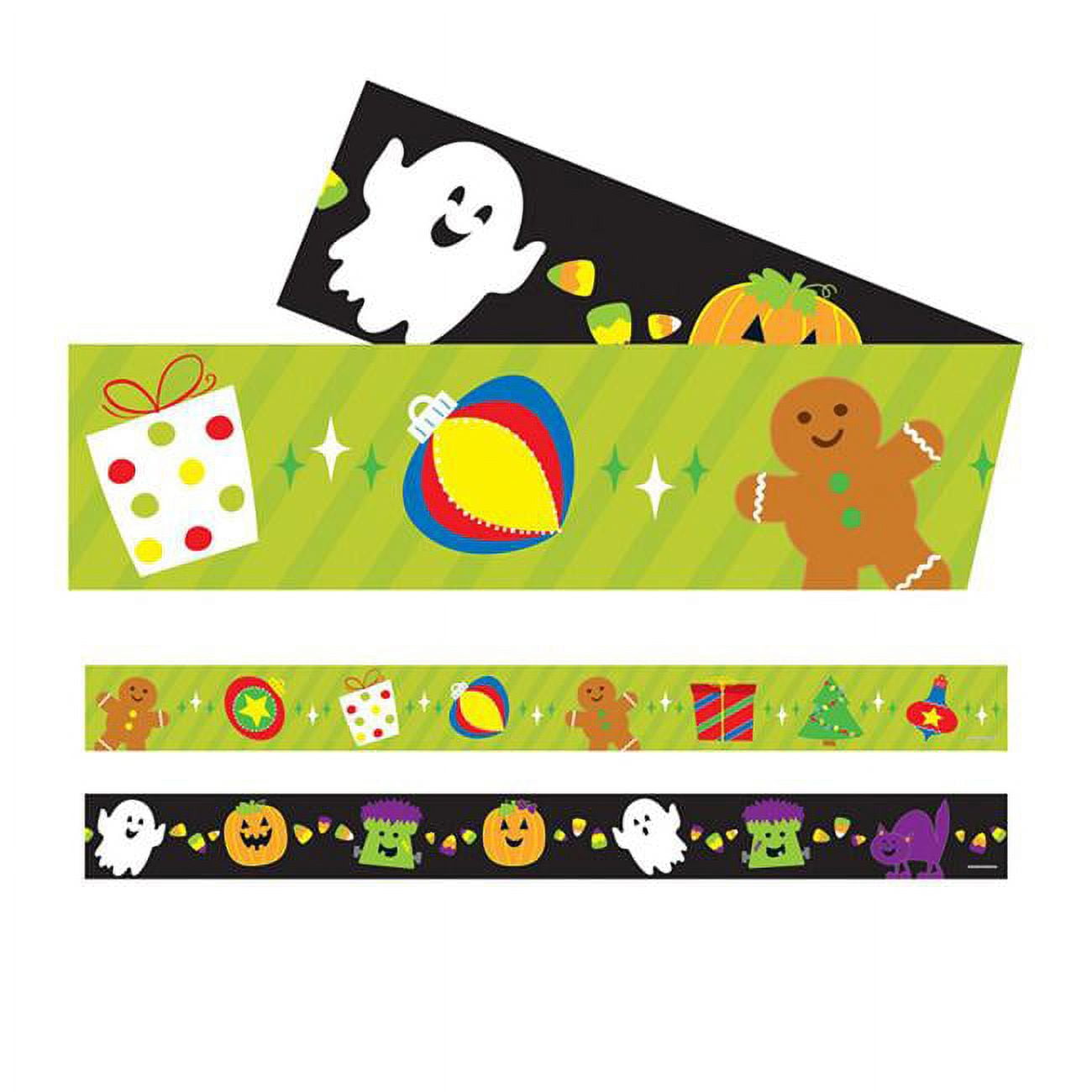 JarThenaAMCS 65.6 Ft Halloween Bulletin Board Border Iridescent Black Boo Ghost Die Cut Trim Border Roll For Classroom Chalkboard Window Decor