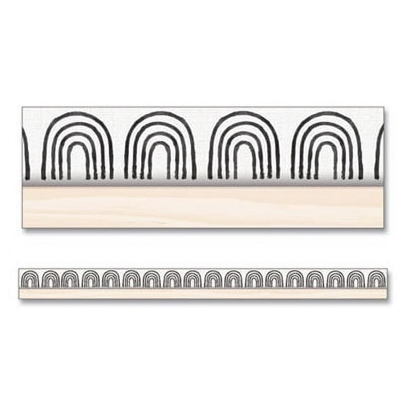 Carson-Dellosa 108502 Straight Borders, Rainbows, 3" X 3 Ft, Black/white/cream, 12/pack