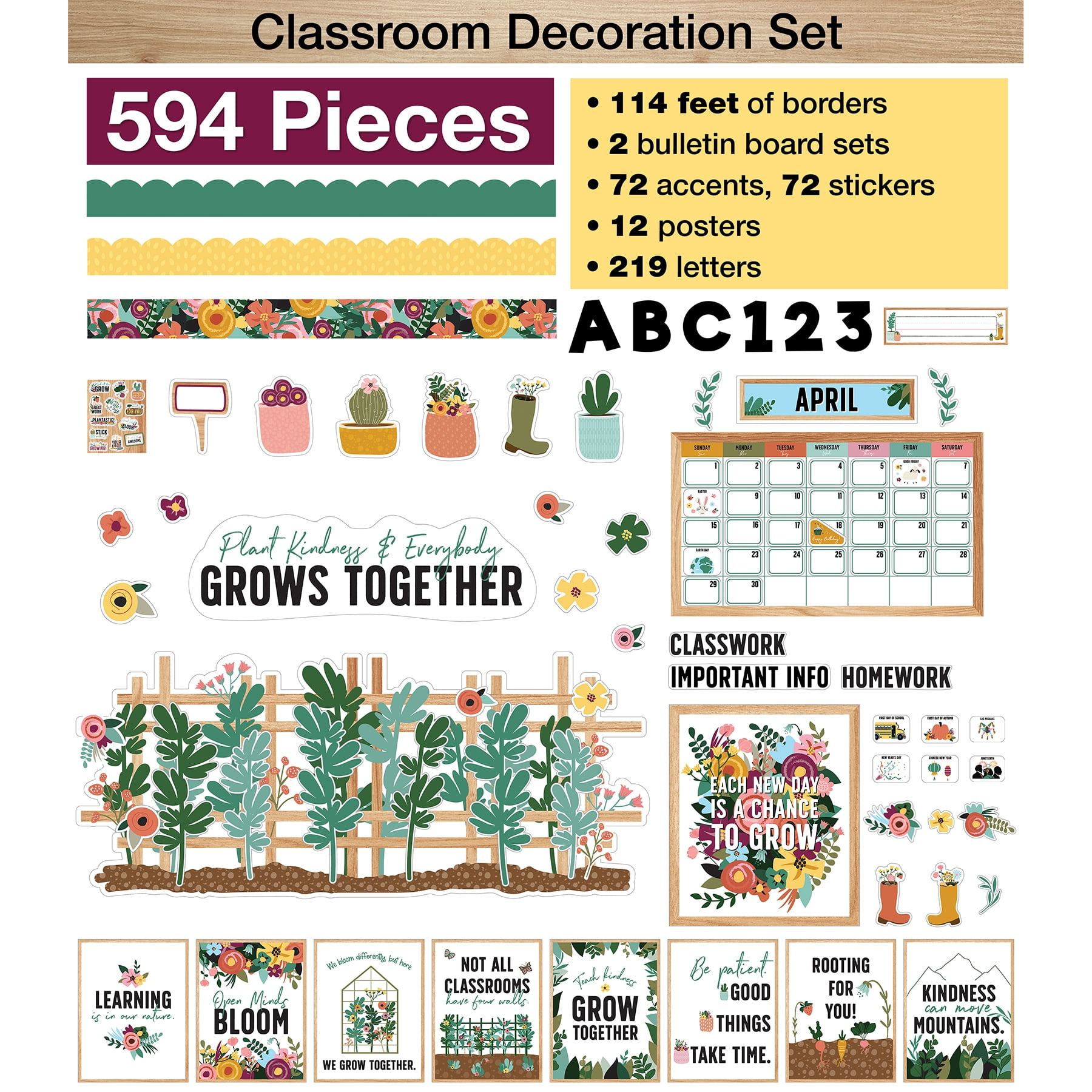 Carson Dellosa Education CD-145342 Grow Together Classroom Decor Bundle ...