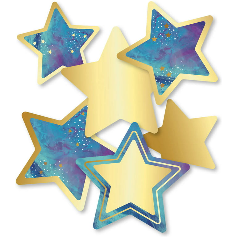 Solid Gold Glitter Stars Cut-Outs Sparkle and Shine