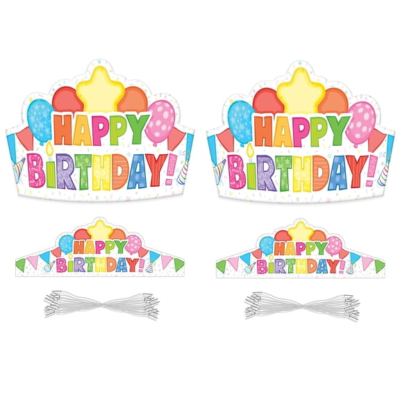 Carson Dellosa Happy Birthday Crowns, 30 Per Pack, 2 Packs