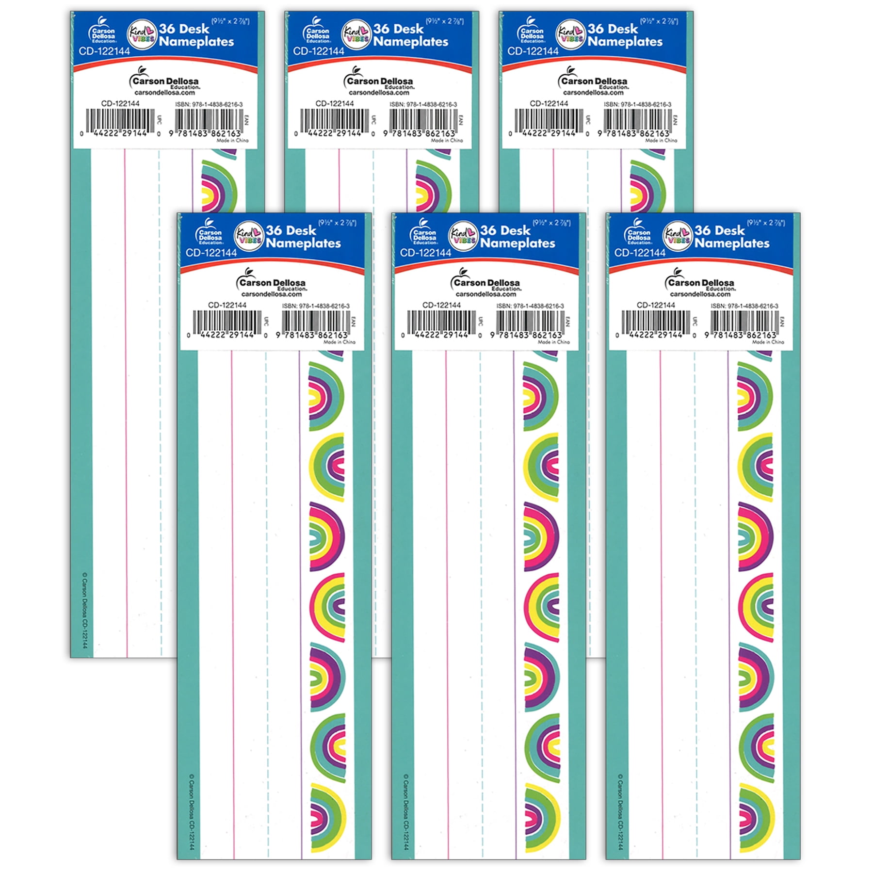 Carson Dellosa Education Kind Vibes Nameplates, 36 Per Pack, 6 Packs ...