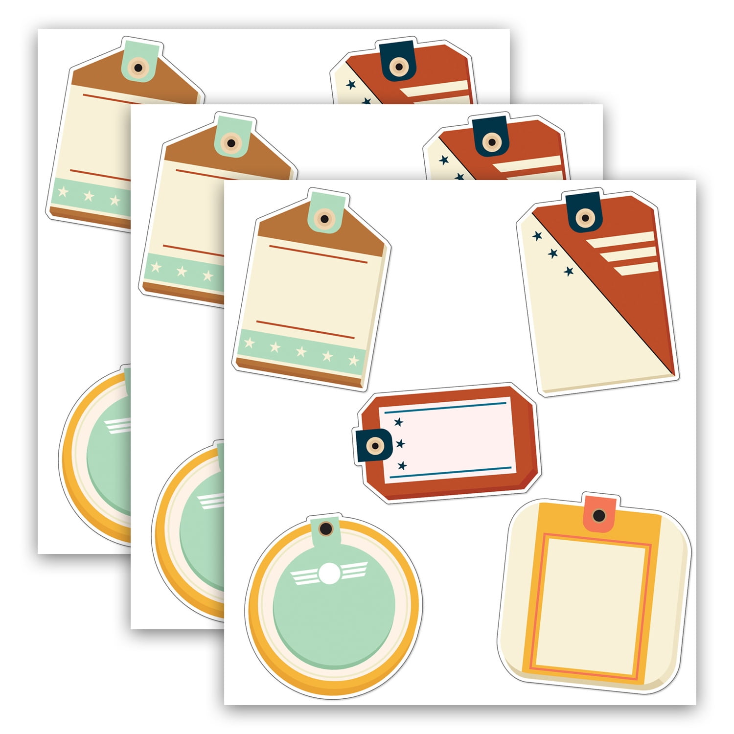 Carson Dellosa Education Let's Explore Travel Tags Cut-Outs, 36 Per Pack, 3 Packs