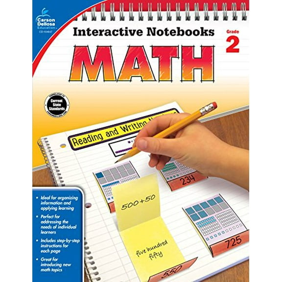 Pre-Owned Carson Dellosa | Math Interactive Notebook | 2nd Grade, 96pgs (Interactive Notebooks), 9781483824635, 1483824632, Paperback, Csm edition