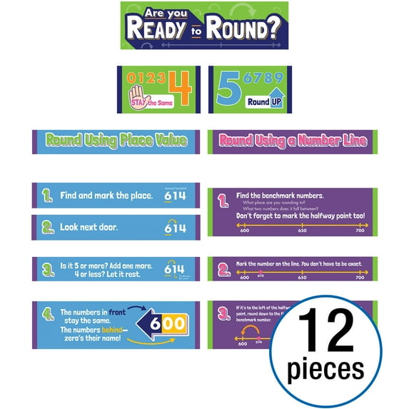 Carson Dellosa Education Rounding Numbers Mini Bulletin Board Set, Grade 2-5, 12 Pieces