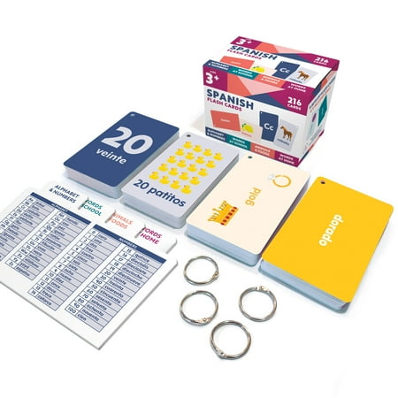 Carson Dellosa Spanish Flash Card Box Set (216 cards, 4 book rings, 4 dividers)