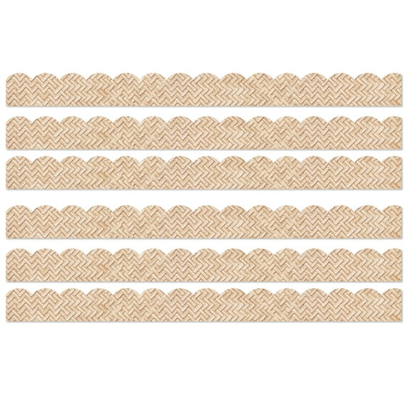 Carson Dellosa Education True to You Woven Bamboo Scalloped Bulletin Board Borders, 39 Feet Per Pack, 6 Packs