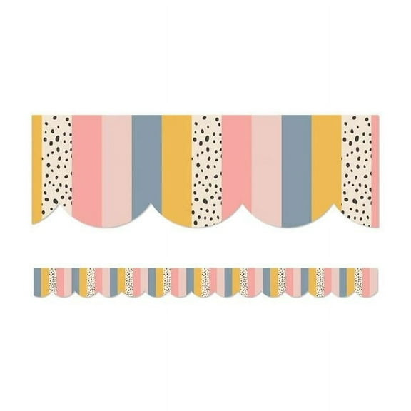 Carson Dellosa Education We Belong Stripes Scalloped Borders Per Pack, 39 Feet Per Pack, 6 Packs