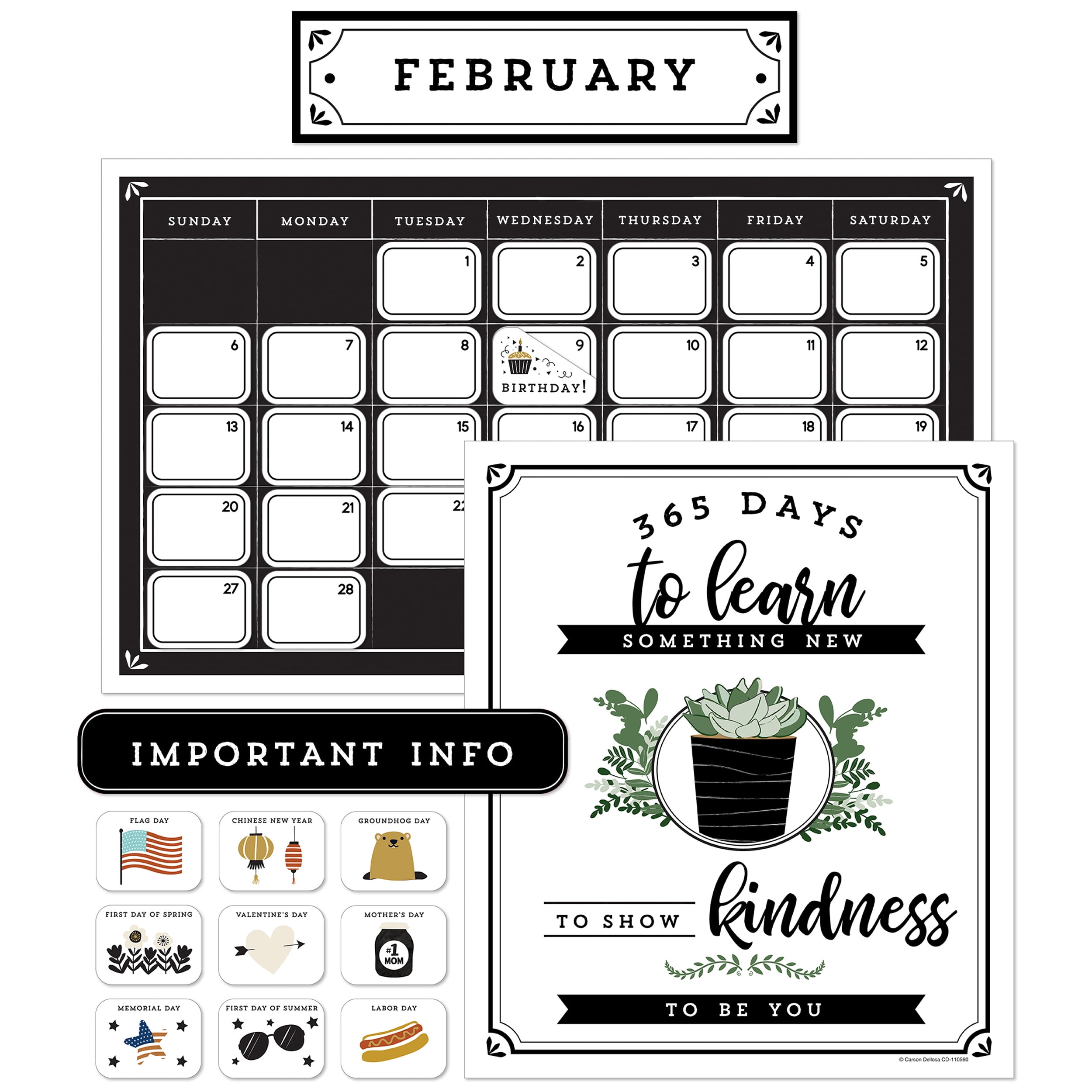 Carson Dellosa Farmhouse Calendar Bulletin Board Set (123 pieces ...