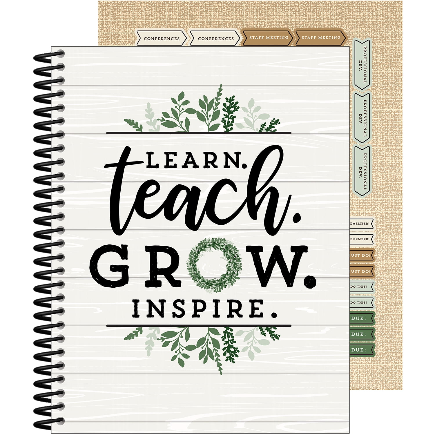 Carson Dellosa Farmhouse Teacher Planner, 8" x 11" Spiral Bound Planner ...