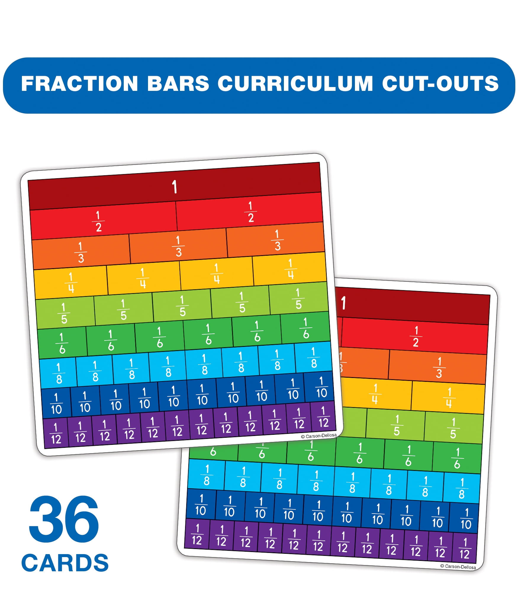 Carson Dellosa Fraction Bars Math Manipulative (36 cards