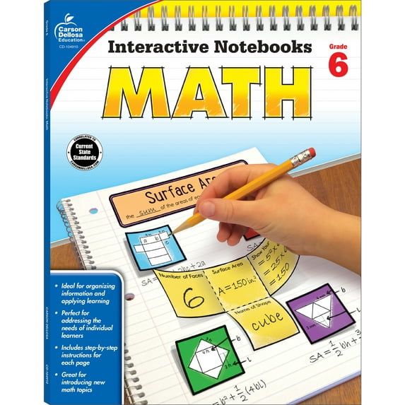 Carson Dellosa Interactive Notebooks: Math Resource Book (96 pages) Grade 6