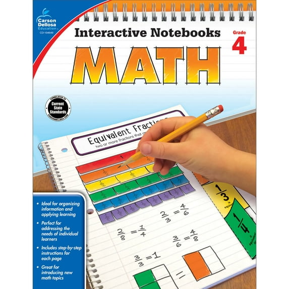 Carson Dellosa Interactive Notebooks: Math Resource Book Grade 4 (96 pages)