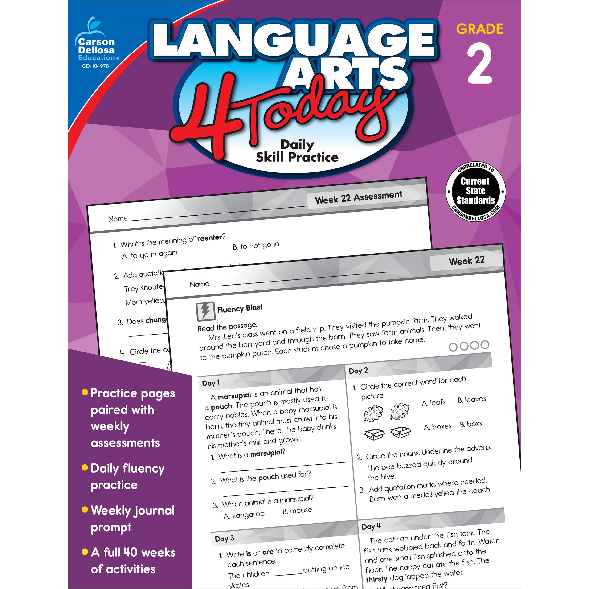 Carson Dellosa Language Arts 4 Today Workbook (96 pages) Grade 2 ...