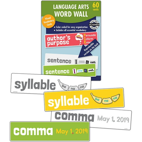 Carson Dellosa Language Arts Word Wall Bulletin Board Set (60 cards) Grade 1