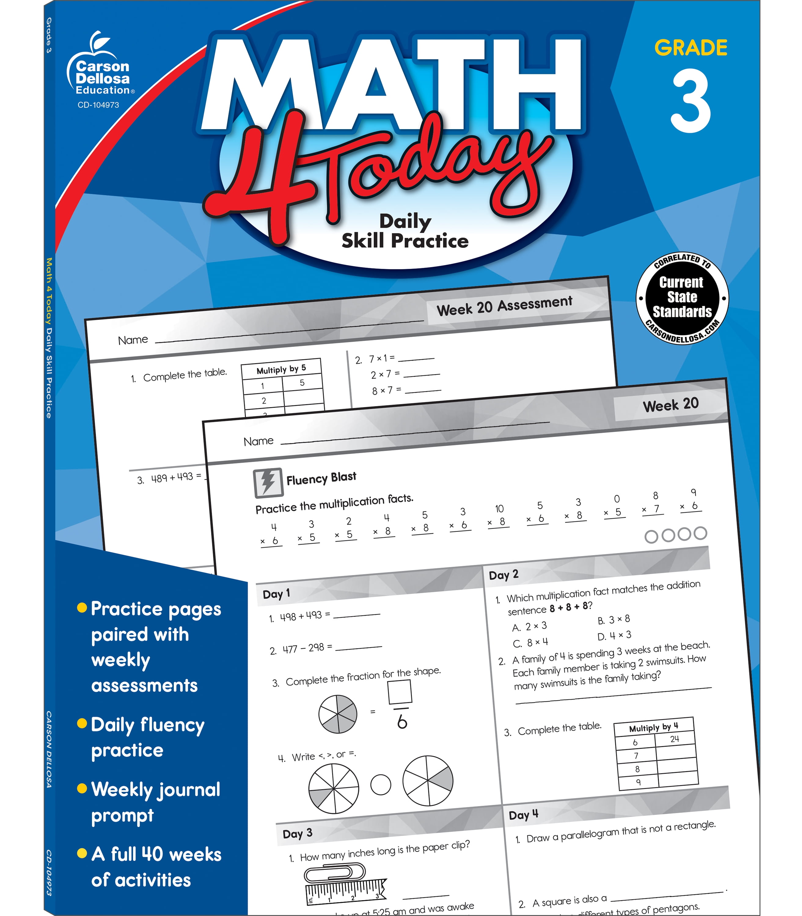 Carson Dellosa Math 4 Today Workbook (96 pages) - Walmart.com