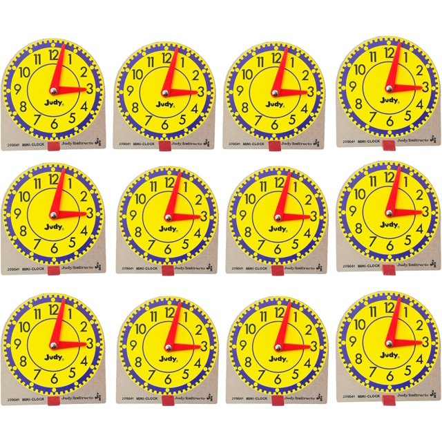Carson Dellosa Mini Judy Clock Telling Time Clock Set, 12 Mini Judy