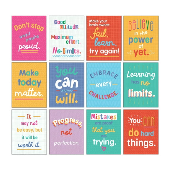 Carson Dellosa Mini Posters: Growth Mindset Quotes Poster Set (12 mini posters)
