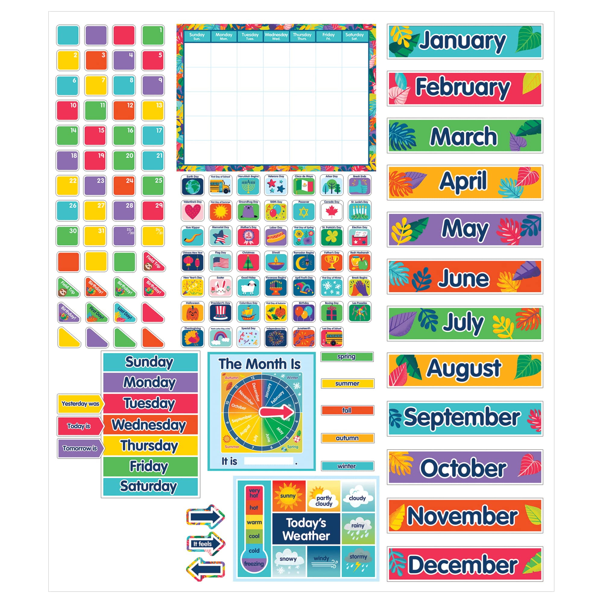 Carson Dellosa One World Calendar Bulletin Board Set, Monthly Wall ...