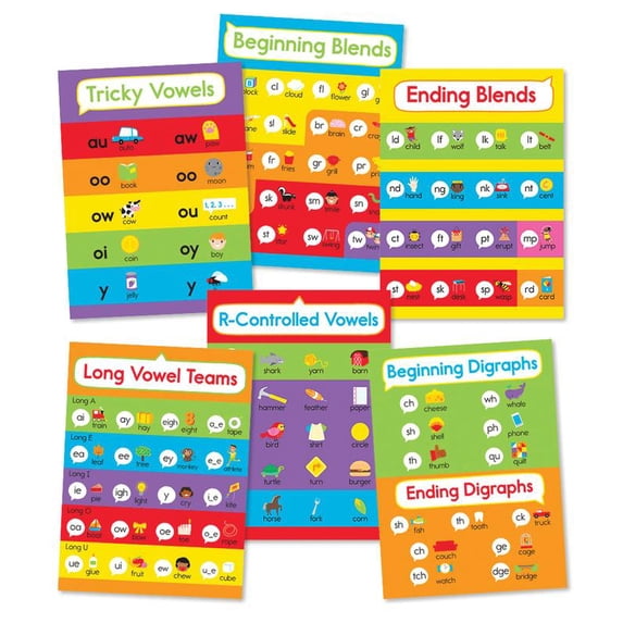 Carson Dellosa Phonics Chart Set Grade 1-3 (6 pieces)