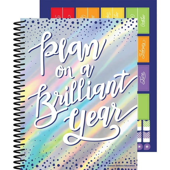 Carson Dellosa Plan on a Brilliant Year Teacher Planner (128 pages, 46 stickers)