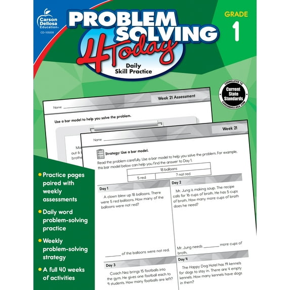 Carson Dellosa Problem Solving 4 Today Workbook (96 pages) Grade 1