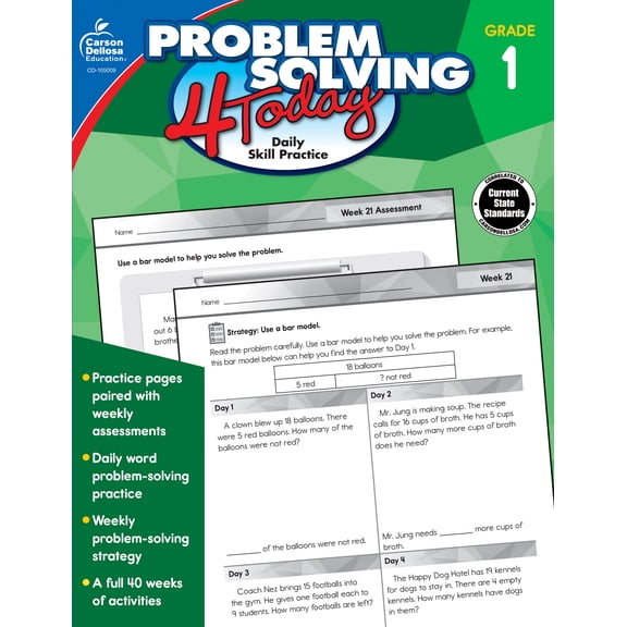 Carson Dellosa Problem Solving 4 Today Workbook (96 pages) Grade 1