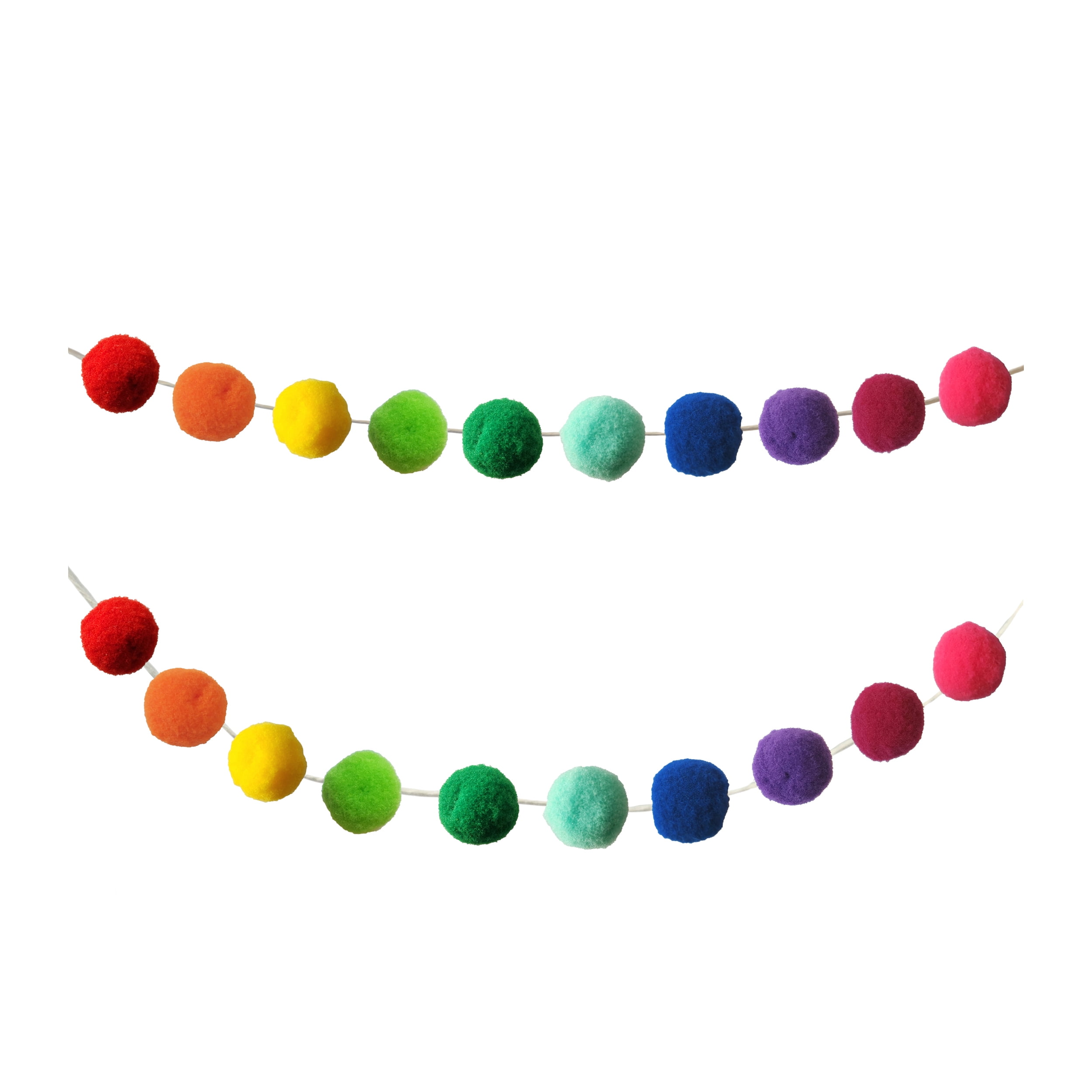 Boho Rainbow Pom-Pom Garland Set, 12-Foot Strings