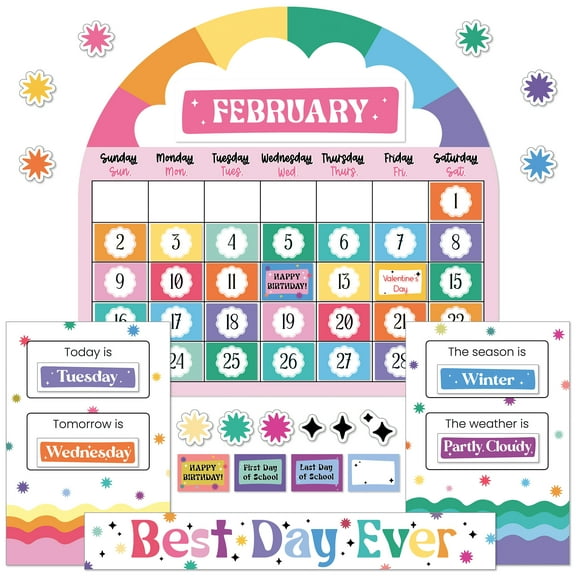 Carson Dellosa Retro Remix Calendar Bulletin Board Set (107 pieces)