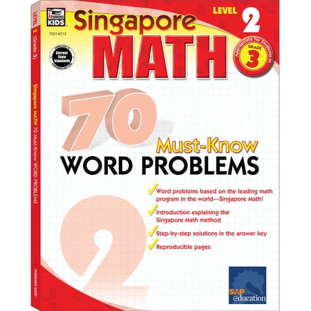 Carson Dellosa Singapore Math 70 Must-Know Word Problems Workbook (160 pages)