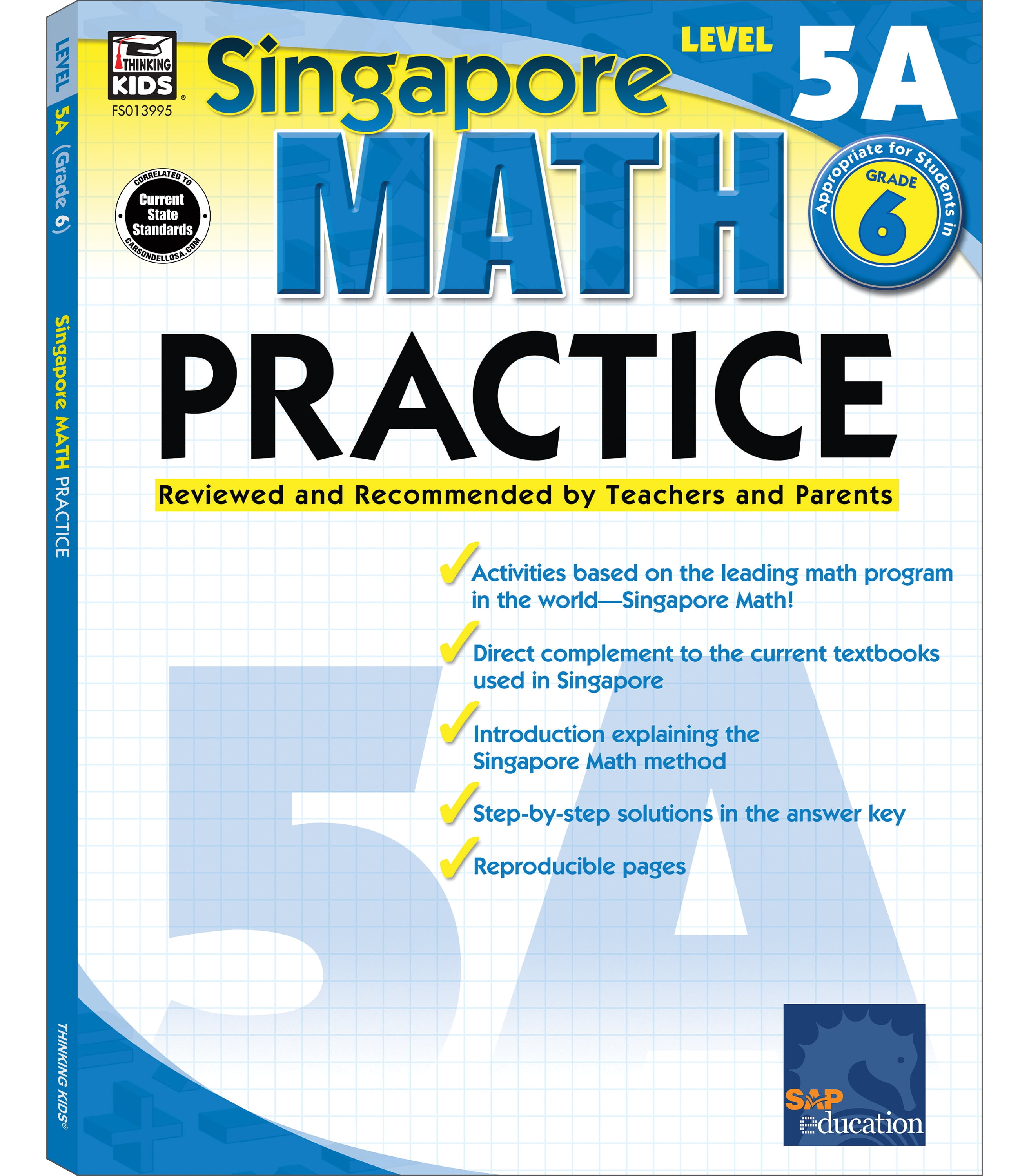 FRANK SCHAFFER PUBLICATIONS Carson Dellosa Singapore Math Level 5A Math Practice Workbook (128 pages) Grade 6