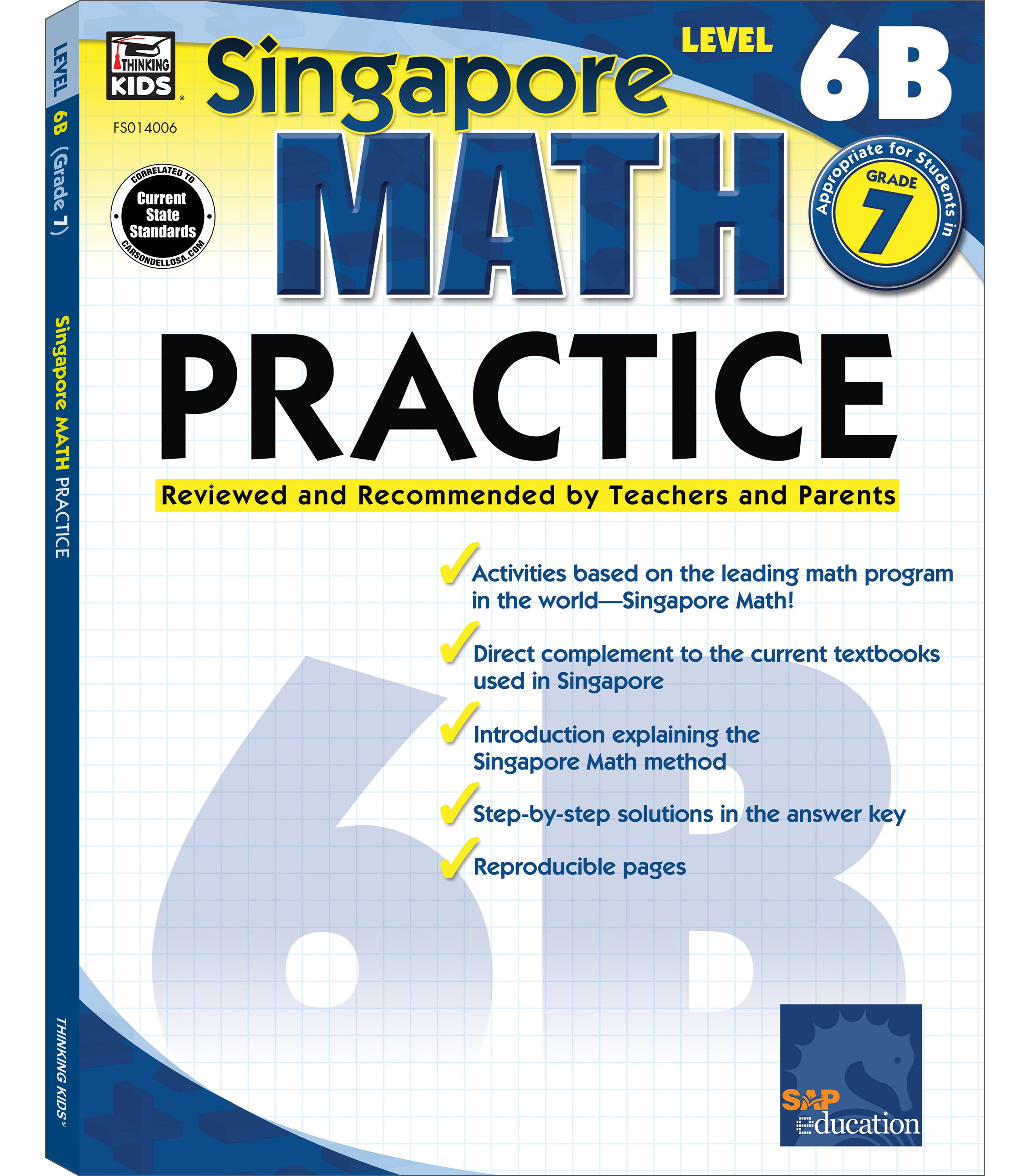 SINGAPORE ASIAN PUBLISHERS Carson Dellosa Singapore Math Level 6B Math Practice Workbook (128 pages)