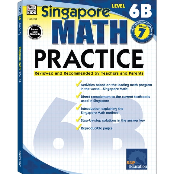 Pre-Owned Carson Dellosa Singapore Math Level 6B Math Practice Workbook (128 pages)