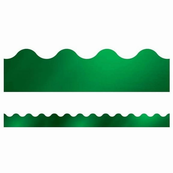 Carson Dellosa - Sparkle + Shine Emerald Green Foil Scalloped Borders, Classroom Décor, 13 Strips