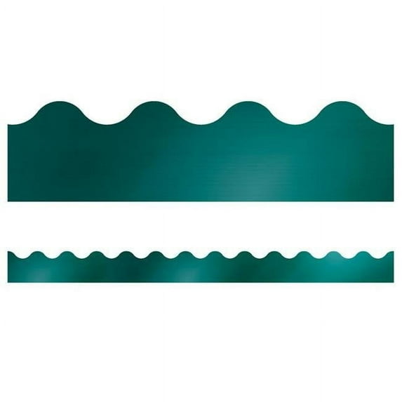 Carson Dellosa - Sparkle + Shine Teal Foil Scalloped Borders, Classroom Décor, 13 Strips