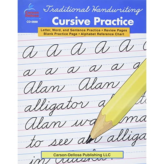 Pre-Owned Carson Dellosa Traditional Handwriting: Cursive Practice Resource Book Grade 2-5 Paperback (CD 0888)