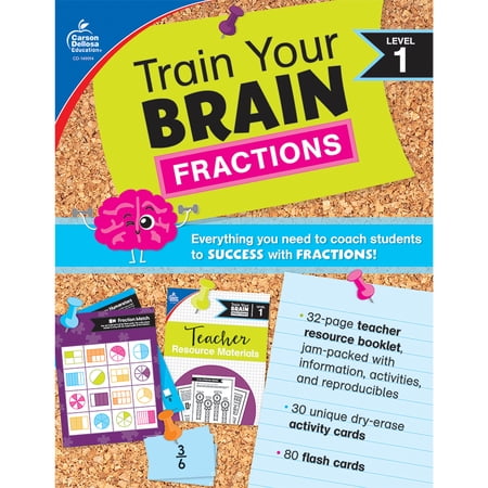Carson Dellosa Train Your Brain: Fractions Level 1 Math Classroom Kit (111 pieces) Grade 2-4