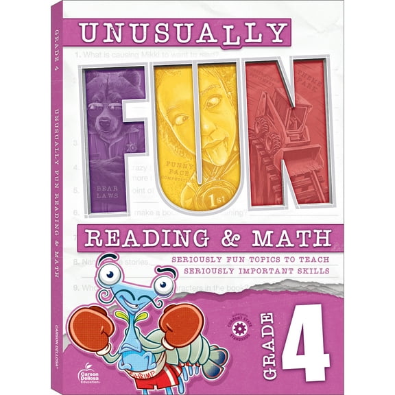 Pre-Owned Carson Dellosa Unusually Fun Reading & Math Workbook (256 pages) Grade 4