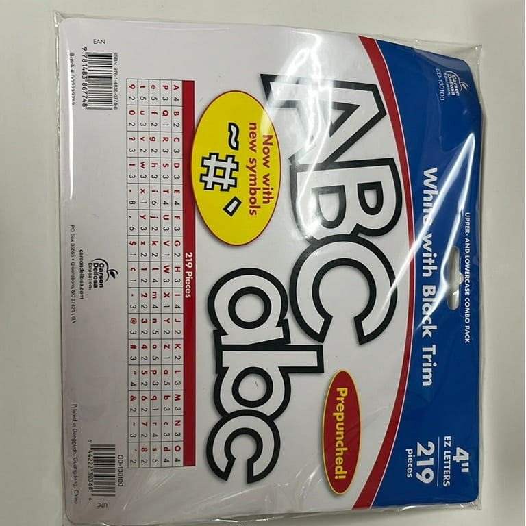 EZ Letter Combo Packs, White with Black Trim, 4 EZ Letter Combo Packs, White with Black Trim, 4