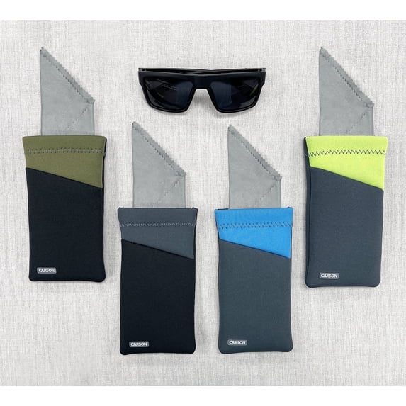 Carson Eyeglass Pouch, Assorted 5-Pack Protective Case for Glasses & Sunglasses Neoprene with Microfiber Cloth