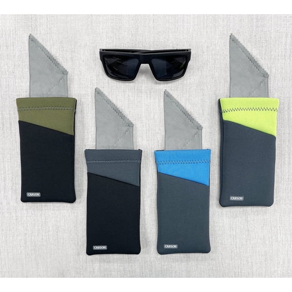 Carson Eyeglass Pouch, Assorted 5-Pack Protective Case for Glasses & Sunglasses Neoprene with Microfiber Cloth