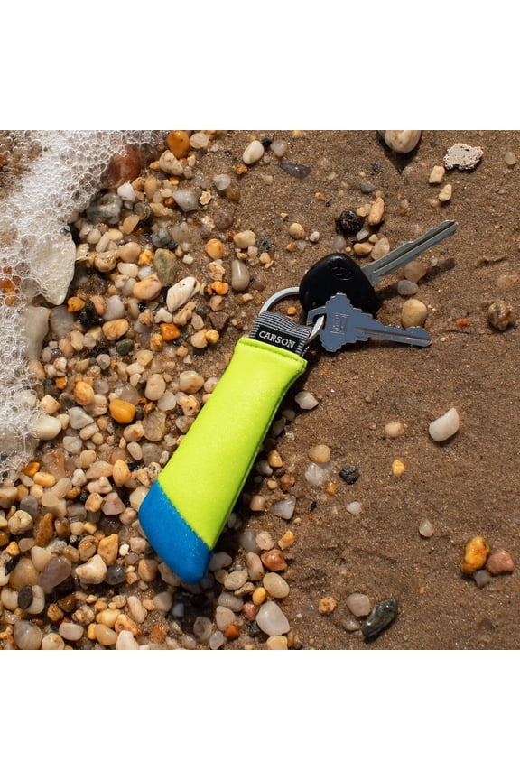 Floating Keychain, Blue/Green Neoprene Foam-Core Water Sports Accessories High Visibility Neoprene Keychain