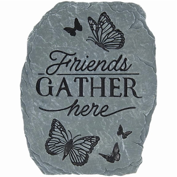 Carson Friends Garden Stone, 10.5" W, Gray/Black