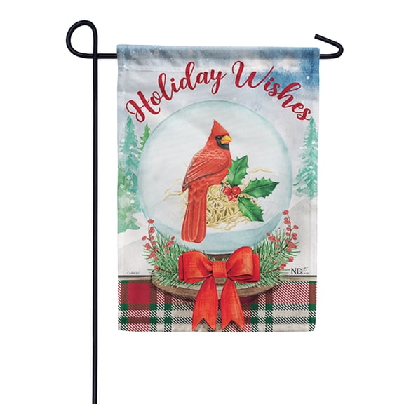 Carson Garden Flag - Cardinal Snow Globe, Dura Soft Double Sided Garden Flag, 12.5x 18 Inch Outdoor Yard Decorative Flag