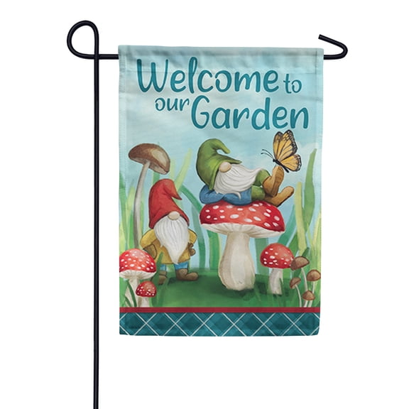 Carson Garden Flag - Mushroom Gnomes, Double Sided 12.5 x 18 inches