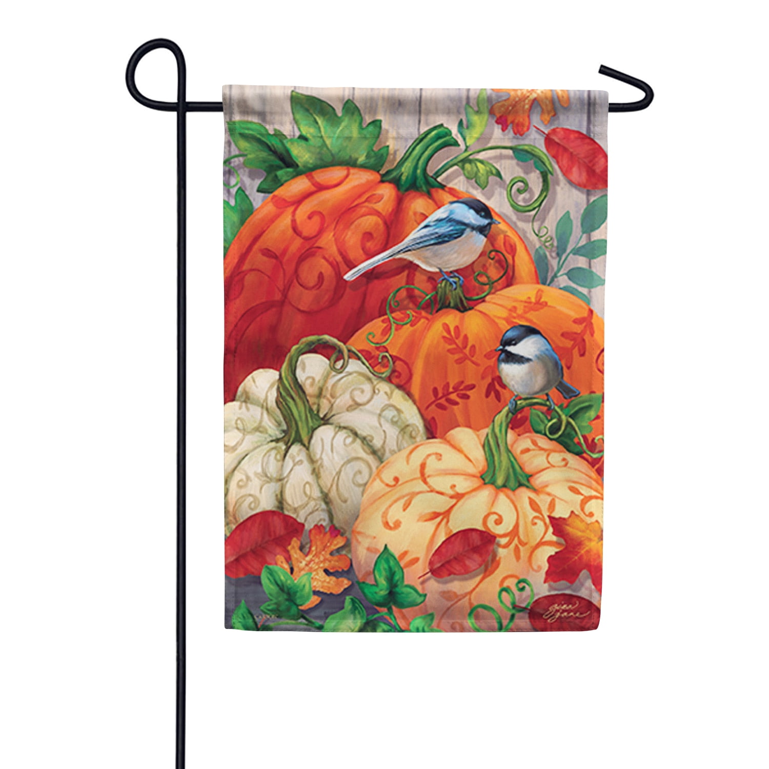 Carson Garden Flag - Scrollwork Pumpkin, 12.5 x 18 inch Double Sided ...